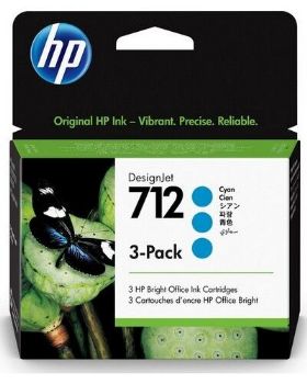 3 ראשי דיו כחולים מקוריים בחבילה HP 712C 3ED71A