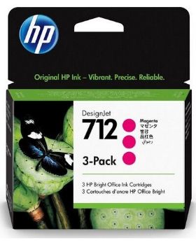 3 ראשי דיו אדומים מקוריים בחבילה HP 712Y 3ED78A