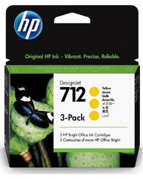 3 ראשי דיו צהובים מקוריים בחבילה HP 712Y 3ED79A