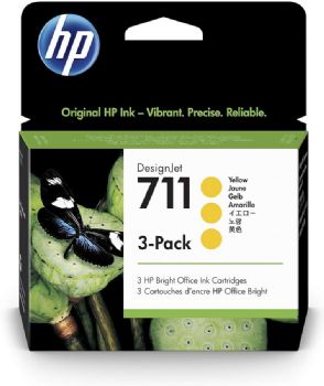 ראש דיו צהוב מקורי HP 711 CZ136A (3 יחידות במארז)