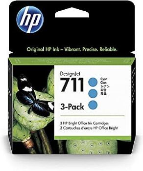 ראש דיו כחול מקורי HP 711 CZ134A (3 יחידות במארז)